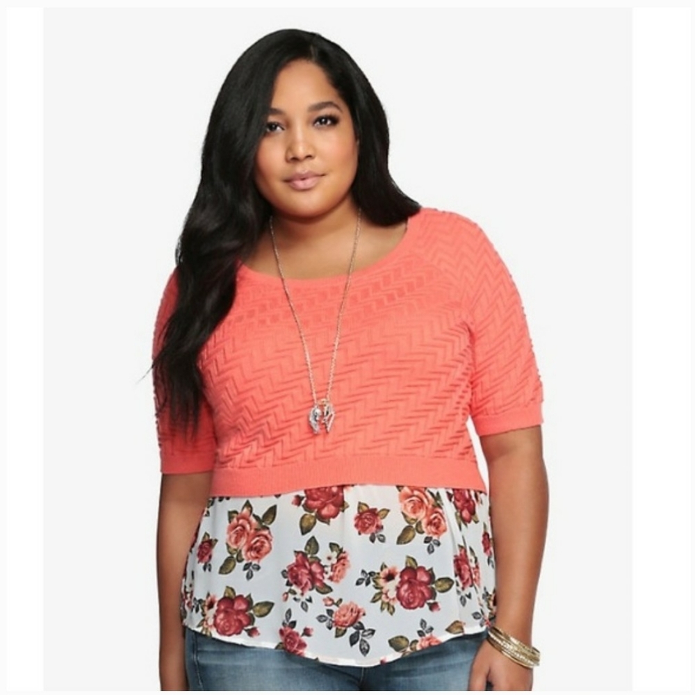 Torrid sheer floral blouse with crop top